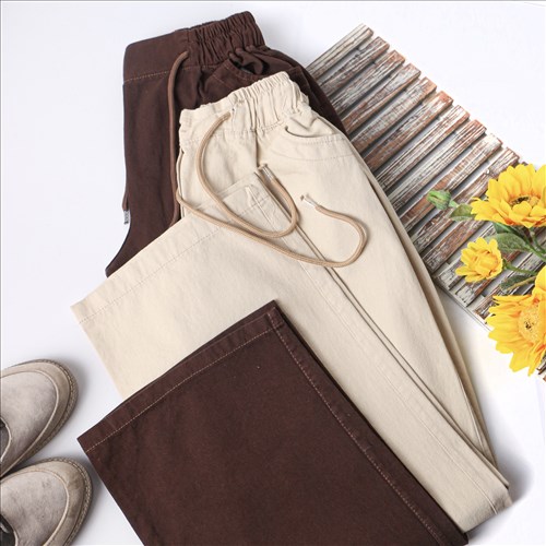 شلوار نیم بگ کتان