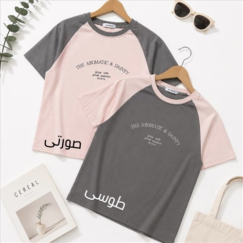 تیشرت رگلان دو رنگ